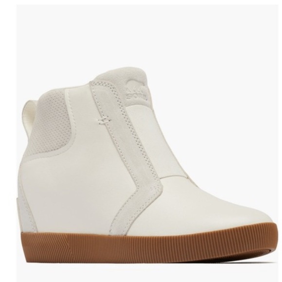 Sorel Out N About Wedge Leather Bootie, Ankle Boots White/Sea Salt, Size 9, NWT - Picture 10 of 16